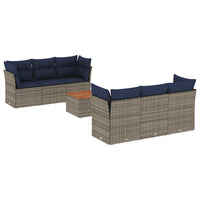 Set Divani da Giardino 7 pz con Cuscini Grigio in Polyrattan