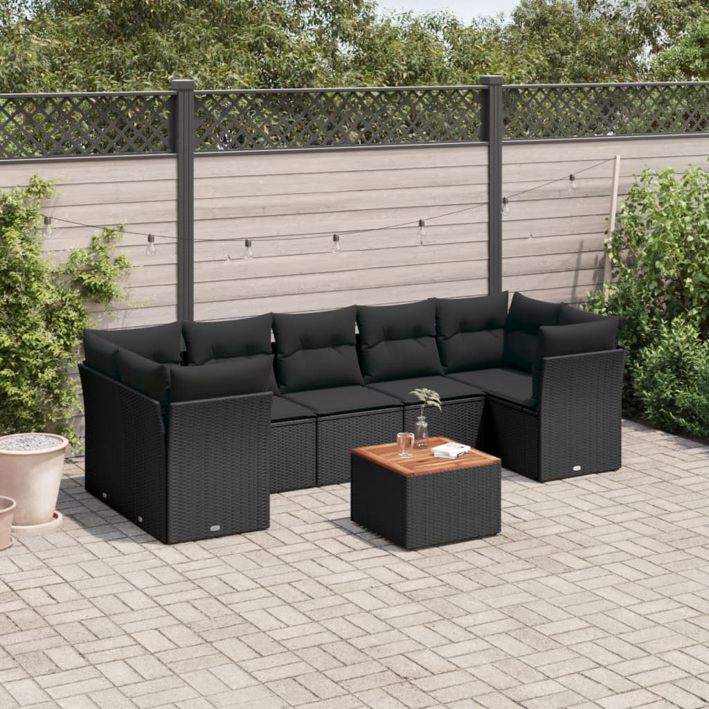 Set Divano da Giardino 6 pz con Cuscini Nero in Polyrattancod mxl 89869