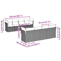 Set Divani da Giardino 9 pz con Cuscini Grigio in Polyrattan