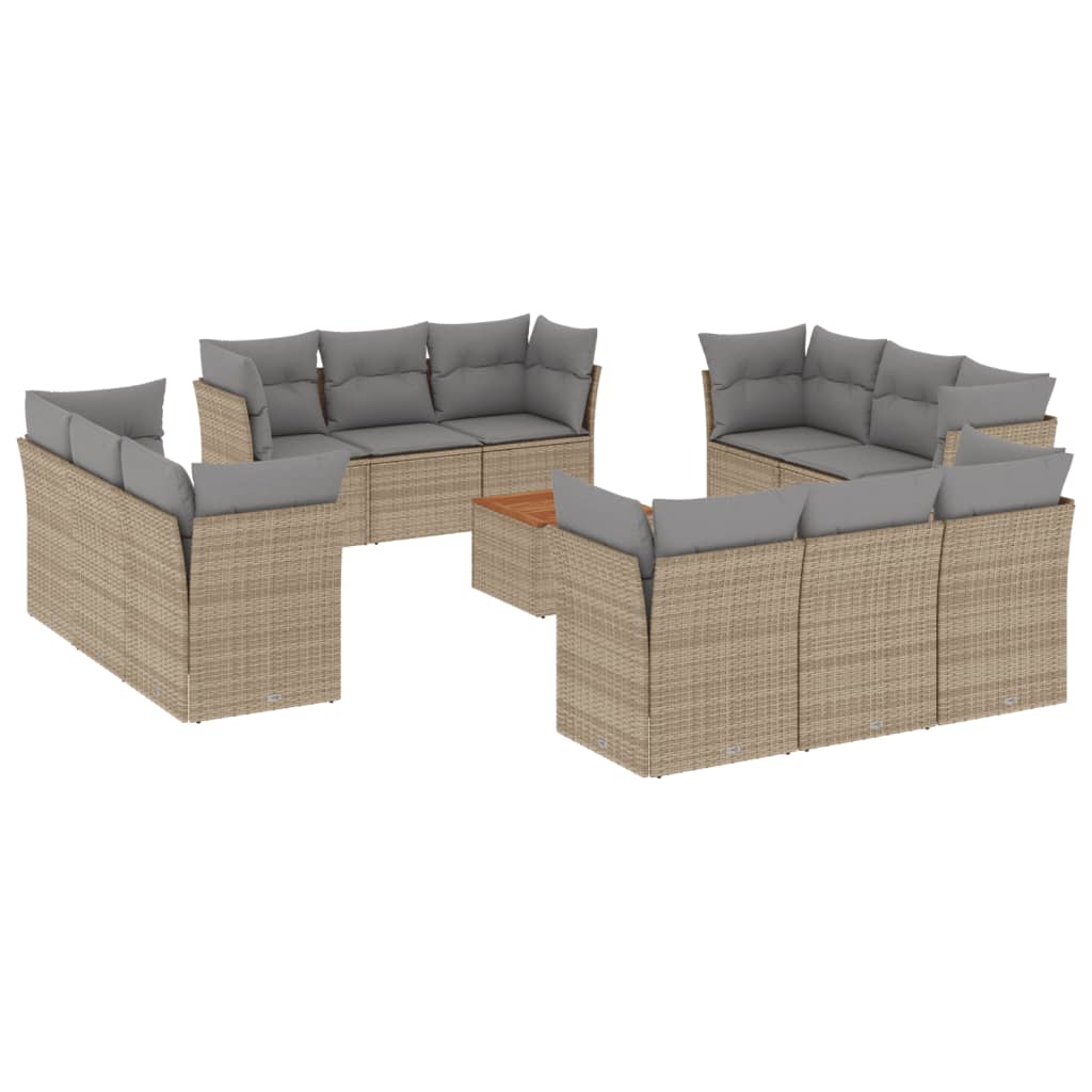 Set Divano da Giardino 13 pz con Cuscini Beige Misto Polyrattan 3255870