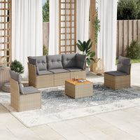Set Divano da Giardino 6 pz con Cuscini-Sofa da Giardino-Divanetto da esterno Beige Misto Polyrattan 179847