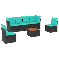 Set Divani da Giardino 7 pz con Cuscini Nero in Polyrattan 3255882