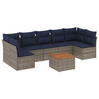 Set Divani da Giardino 8 pz con Cuscini Grigio in Polyrattan