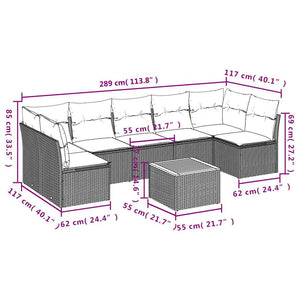 Set Divani da Giardino 8 pz con Cuscini Grigio in Polyrattan