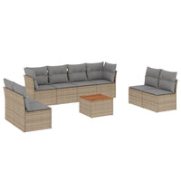 Set Divano da Giardino 9 pz con Cuscini Beige Misto Polyrattan 3255912