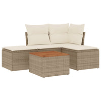 Set Divano da Giardino 5 pz con Cuscini Beige in Polyrattan
