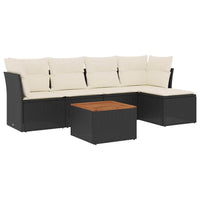 Set Divano da Giardino 6 pz con Cuscini-Sofa da Giardino-Divanetto da esterno Nero in Polyrattan 953806