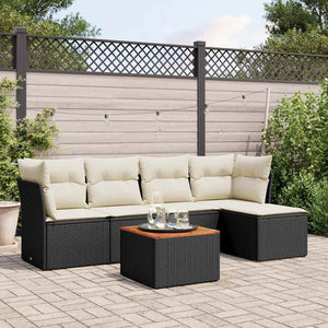 Set Divano da Giardino 6 pz con Cuscini-Sofa da Giardino-Divanetto da esterno Nero in Polyrattan 953806