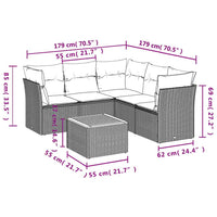 Set Divani da Giardino 6 pz con Cuscini Grigio in Polyrattan