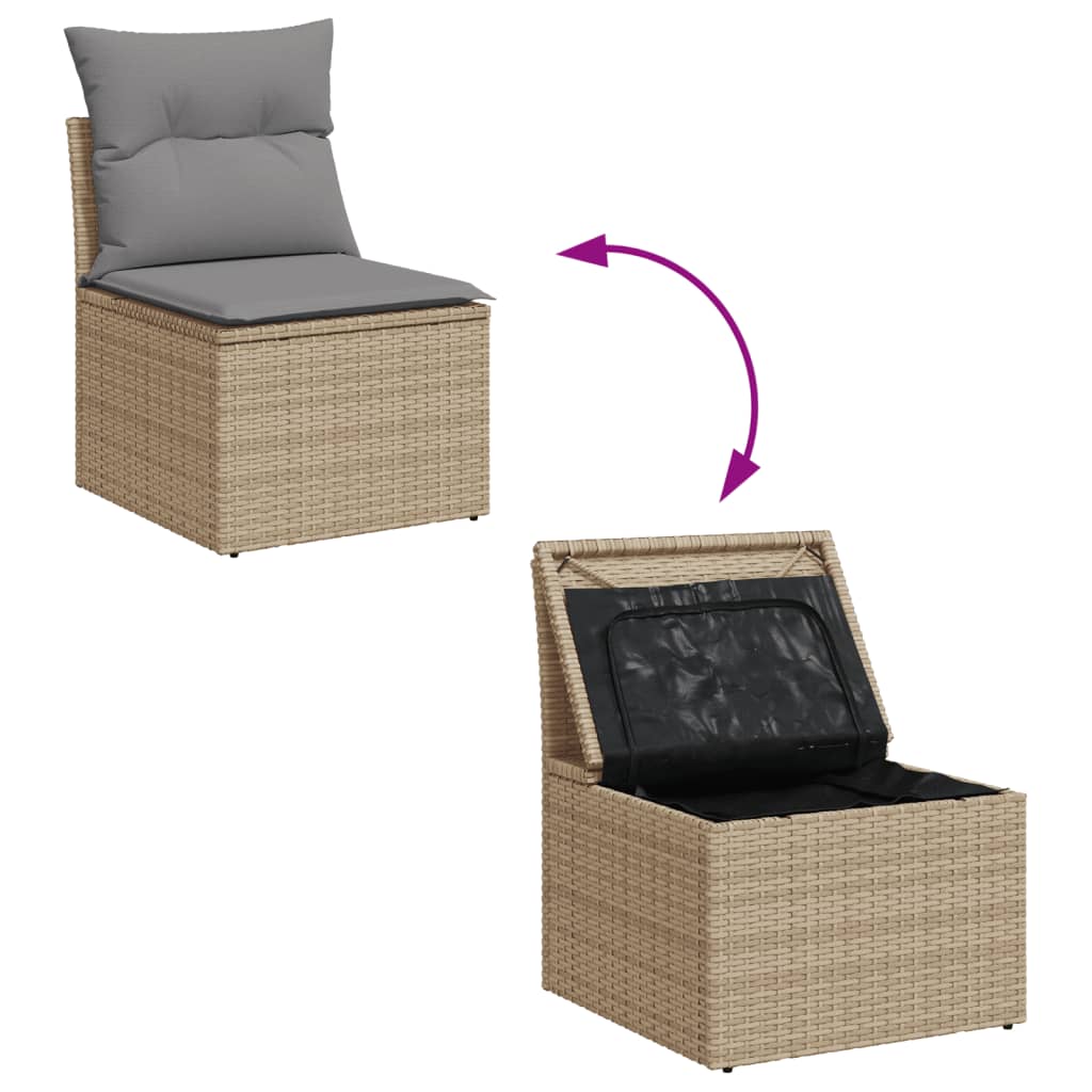 Set Divano da Giardino 6 pz con Cuscini-Sofa da Giardino-Divanetto da esterno Beige Misto Polyrattan 268417