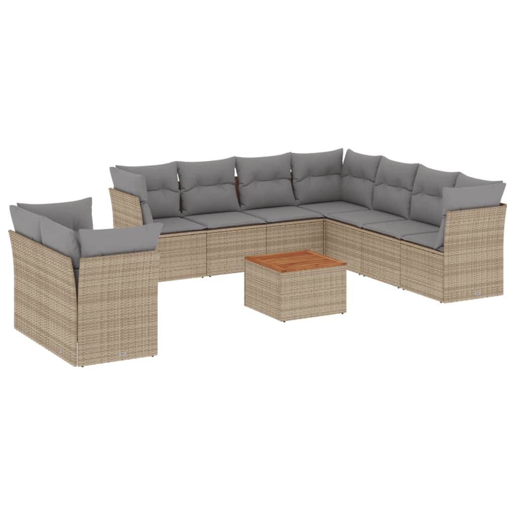 Set Divano da Giardino 11 pz con Cuscini Beige Misto Polyrattancod mxl 89667