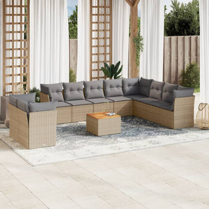 Set Divano da Giardino 11 pz con Cuscini Beige Misto Polyrattancod mxl 116888