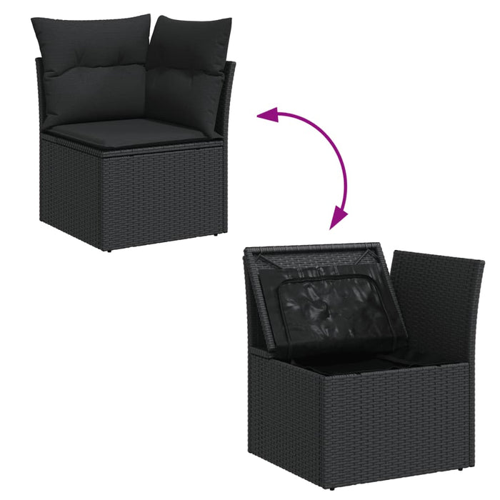 Set Divani da Giardino con Cuscini 7pz Nero Polyrattan 3256097