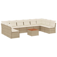 Set Divani da Giardino 11 pz con Cuscini Beige in Polyrattan 3256128