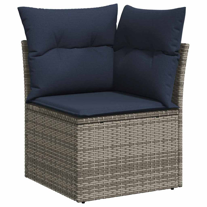 Set Divani da Giardino 10 pz con Cuscini Grigio in Polyrattan