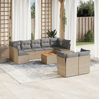 Set Divano da Giardino 10 pz con Cuscini Beige Misto Polyrattancod mxl 114511