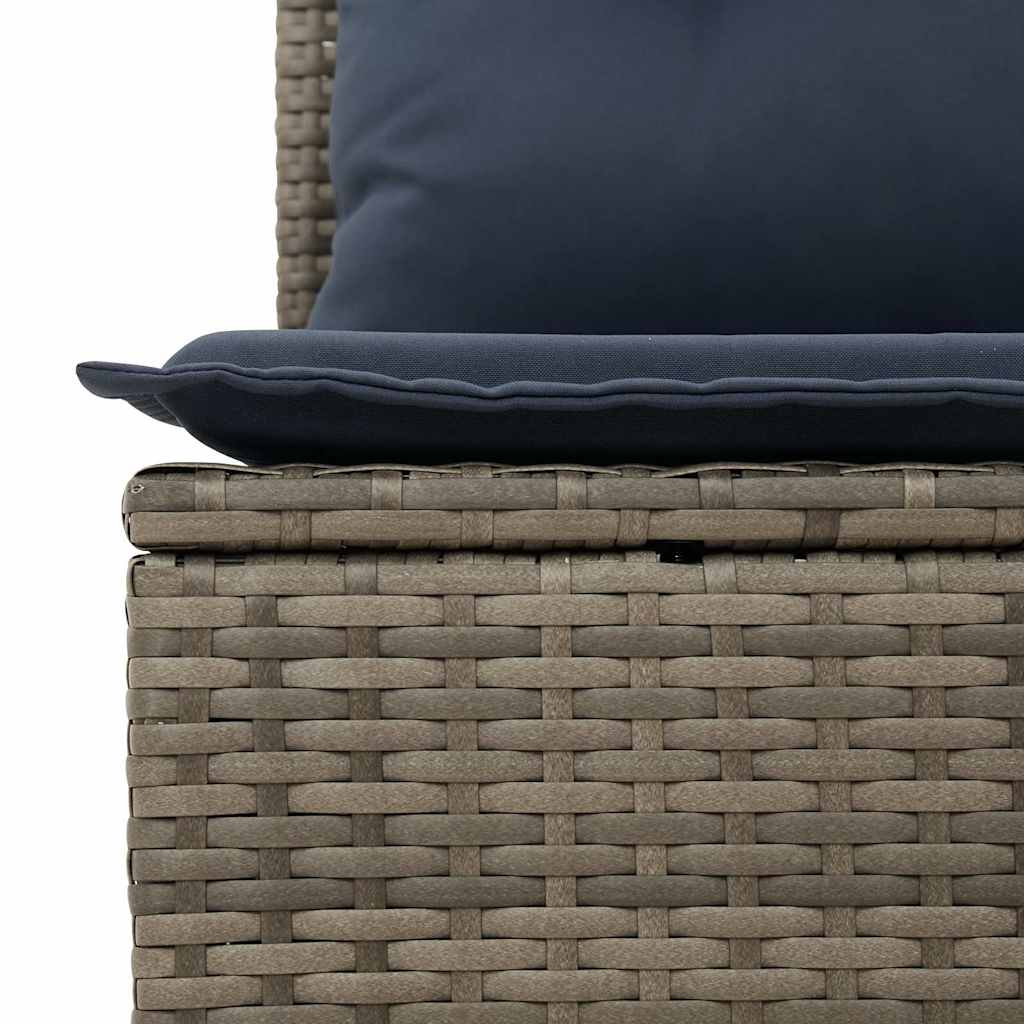 Set Divani da Giardino 10 pz con Cuscini Grigio in Polyrattan