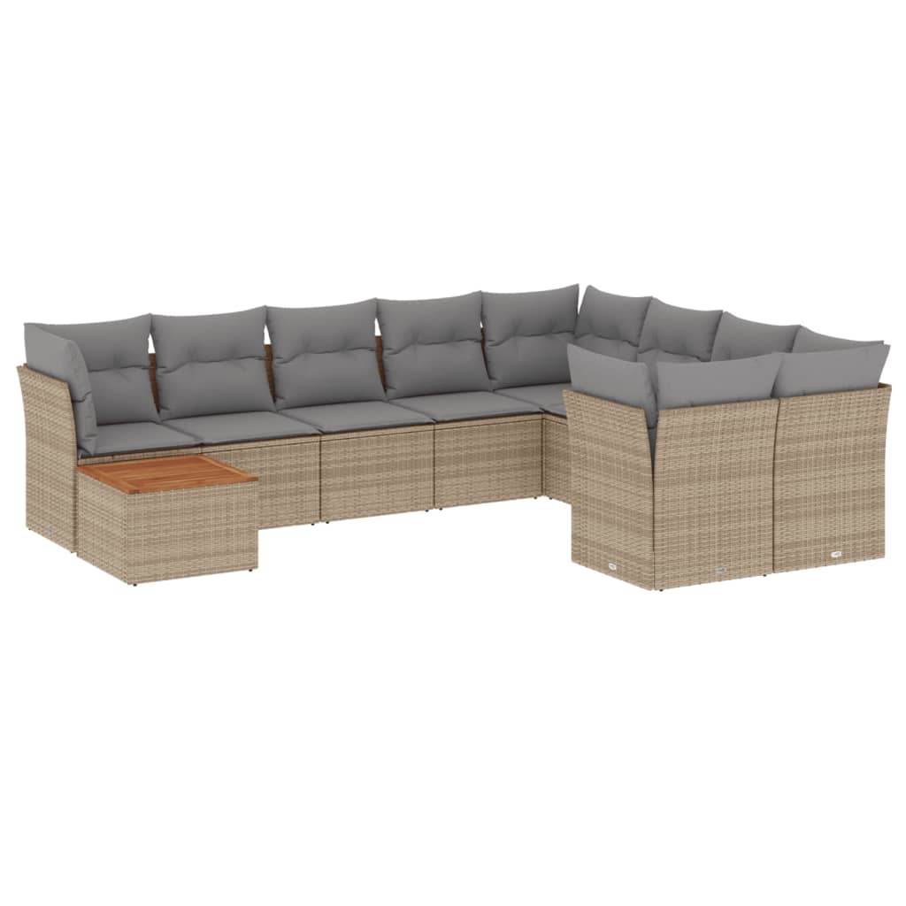 Set Divano da Giardino 10 pz con Cuscini Beige Misto Polyrattancod mxl 113127