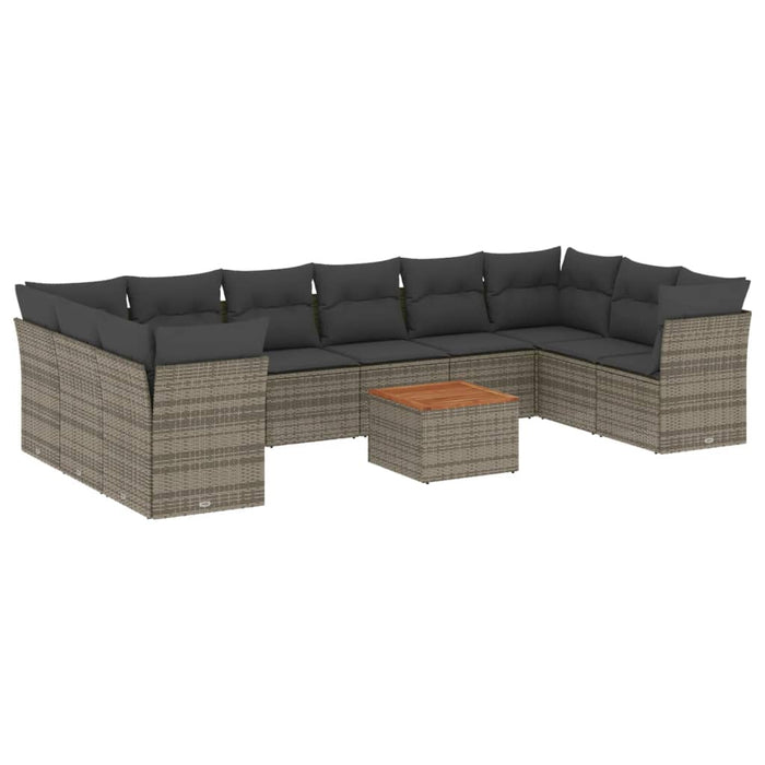 Set Divani da Giardino 11 pz con Cuscini in Polyrattan Grigio 3256165
