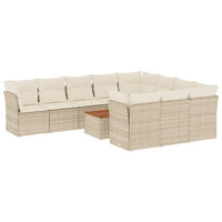 Set Divani da Giardino 11 pz con Cuscini Beige in Polyrattan