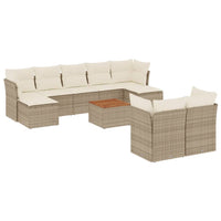 Set Divano da Giardino 10 pz con Cuscini Beige in Polyrattan 3256205