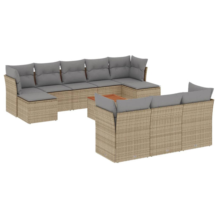 Set Divano da Giardino 11 pz con Cuscini Beige Misto Polyrattan 3256213