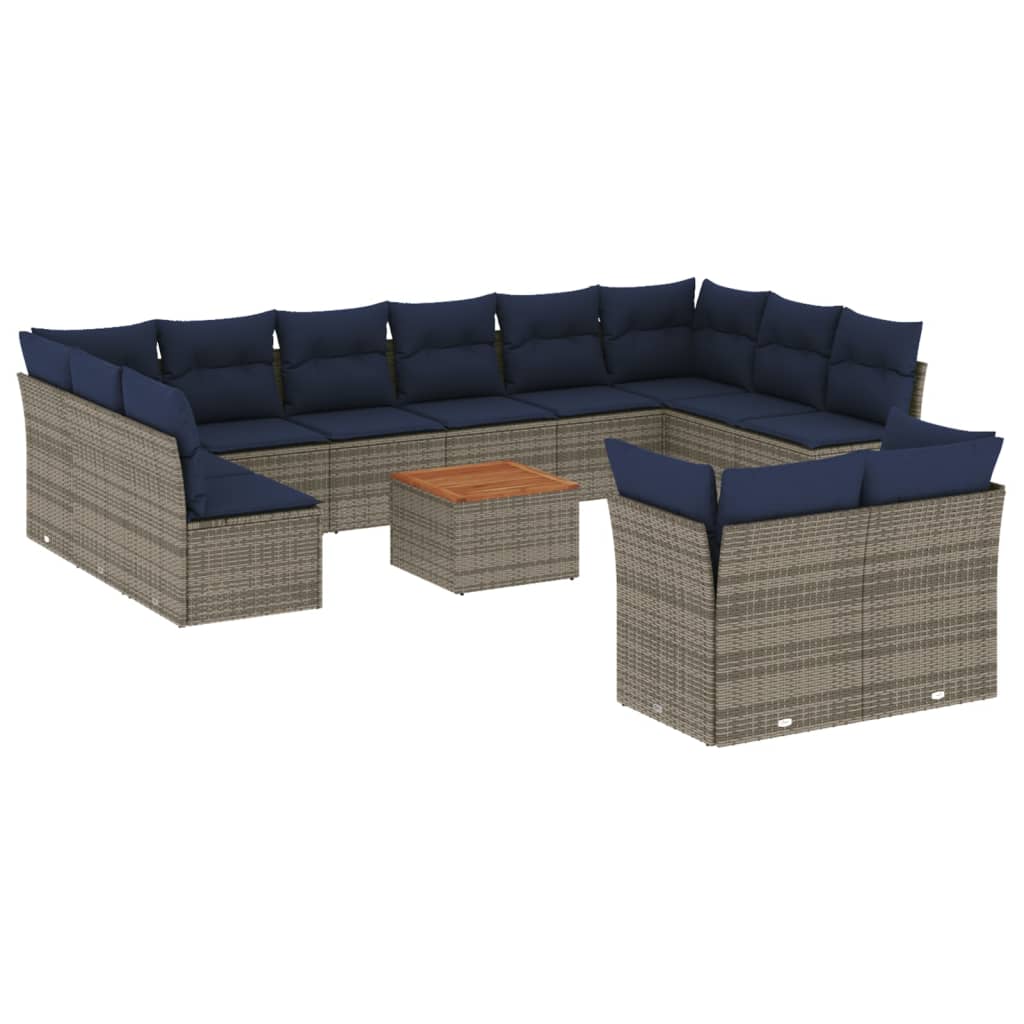 Set Divani da Giardino 13 pz con Cuscini Grigio in Polyrattan 3256249