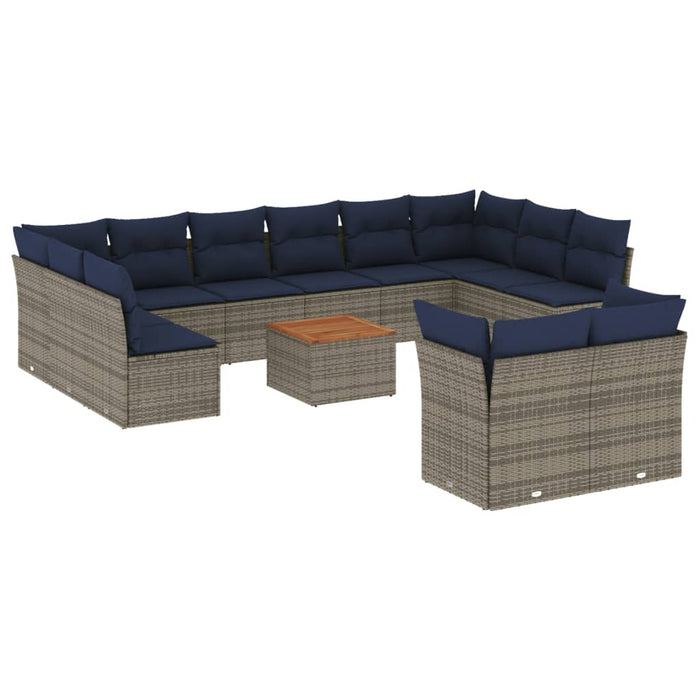 Set Divani da Giardino 13 pz con Cuscini Grigio in Polyrattan 3256249