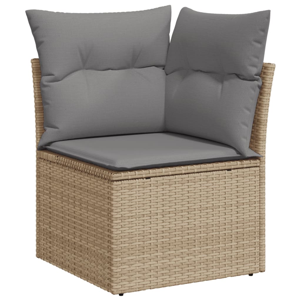 Set Divano da Giardino 13 pz con Cuscini Beige Misto Polyrattan