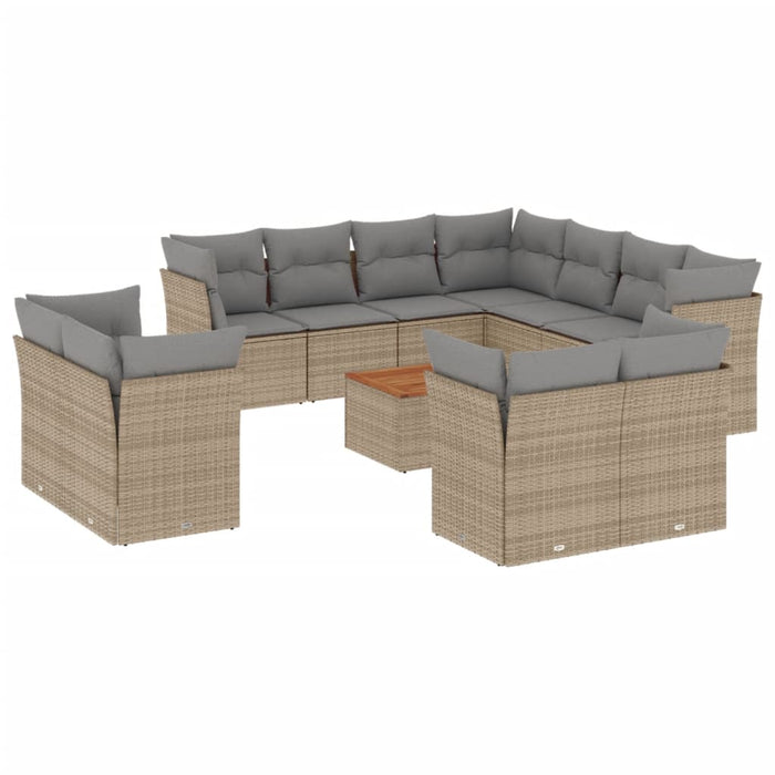 Set Divano da Giardino 12 pz con Cuscini Beige Misto Polyrattan 3256276