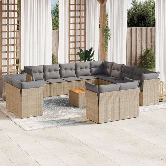 Set Divano da Giardino 14 pz con Cuscini Beige Misto Polyrattancod mxl 89220