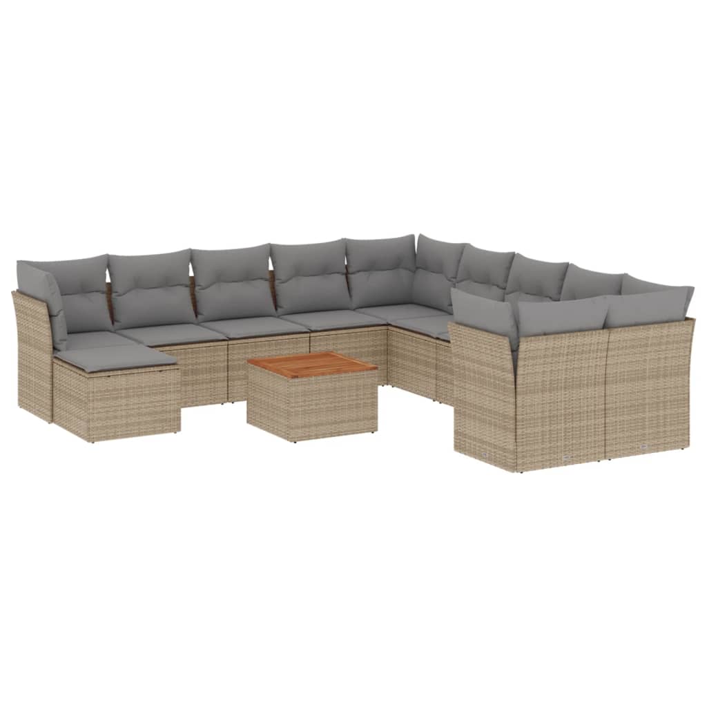 Set Divano da Giardino 12 pz con Cuscini Beige Misto Polyrattan 3256311