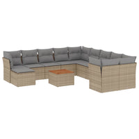Set Divano da Giardino 12 pz con Cuscini Beige Misto Polyrattan 3256311