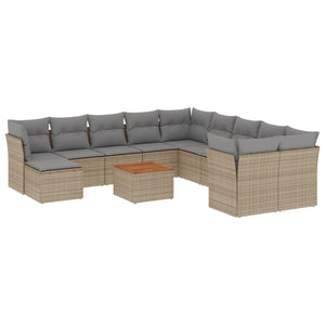 Set Divano da Giardino 12 pz con Cuscini Beige Misto Polyrattan 3256311