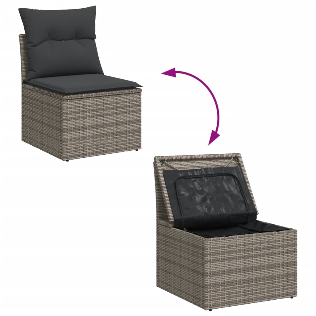 Set Divani da Giardino 12 pz con Cuscini Grigio in Polyrattan