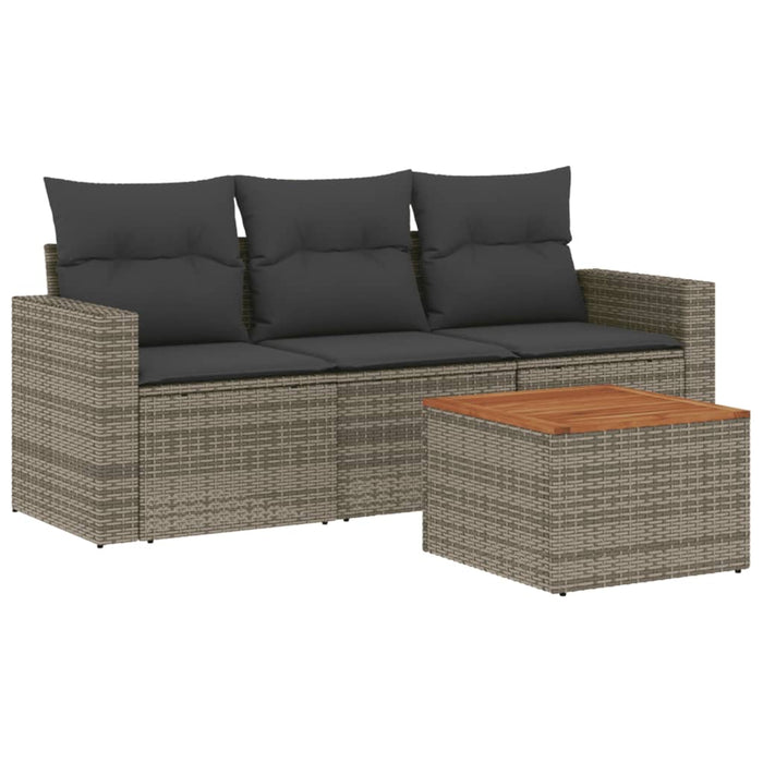 Set Divani da Giardino 4 pz con Cuscini in Polyrattan Grigio 3256326