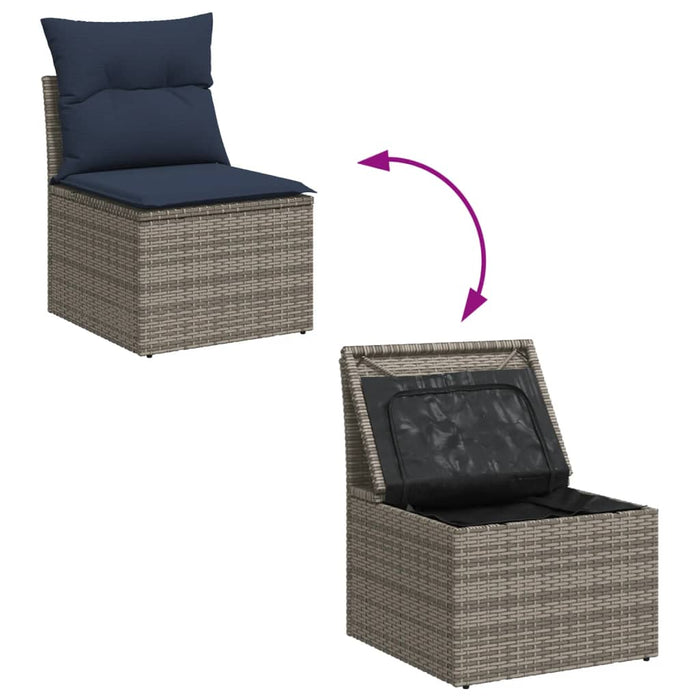 Set Divani da Giardino 5 pz con Cuscini Grigio in Polyrattan