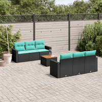 Set Divani da Giardino 7 pz con Cuscini Nero in Polyrattan 3256344