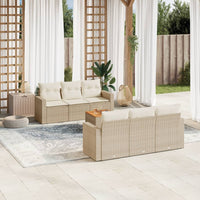 Set Divani da Giardino 7 pz con Cuscini Beige in Polyrattan 3256345