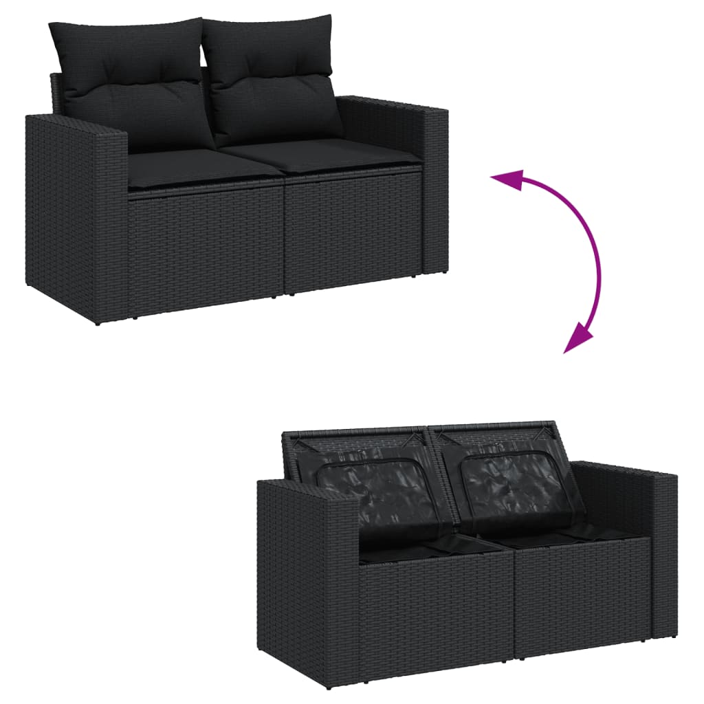 Set Divani da Giardino con Cuscini 7pz Nero Polyrattan 3256349