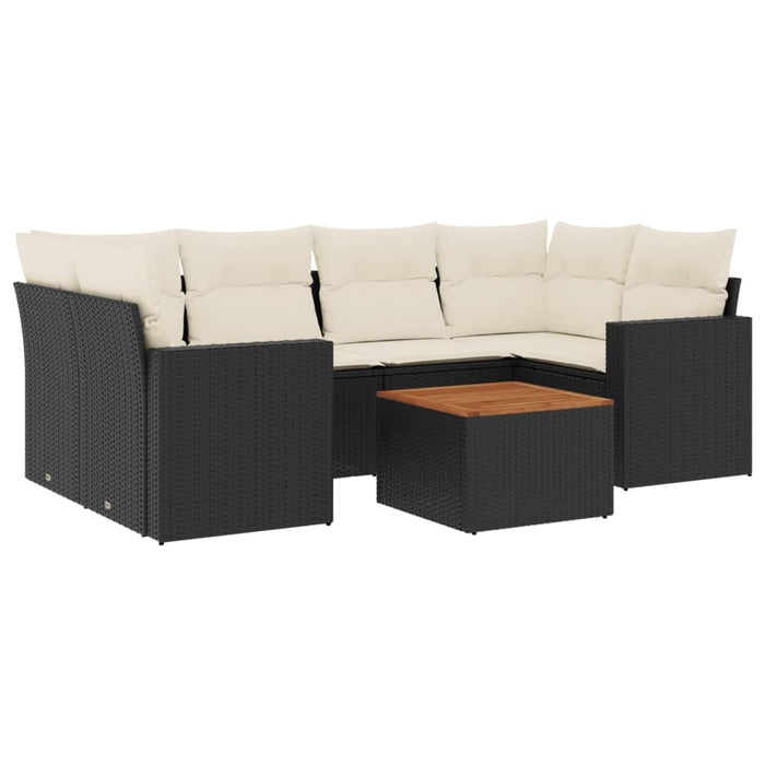 Set Divani da Giardino con Cuscini 7pz Nero Polyrattan 3256350