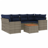 Set Divani da Giardino 7 pz con Cuscini Grigio in Polyrattan