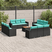 Set Divani da Giardino 13pz con Cuscini Nero in Polyrattan 3256386