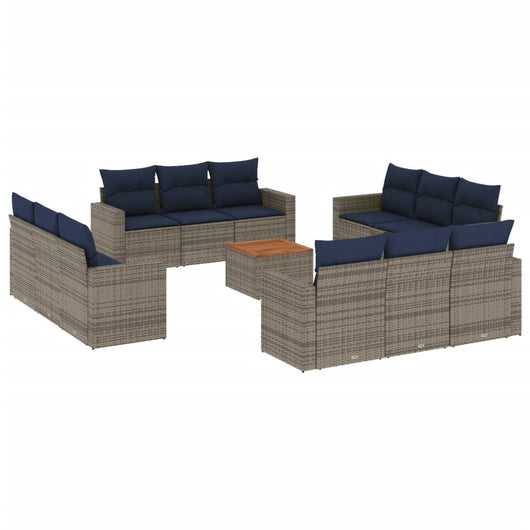 Set Divani da Giardino 13 pz con Cuscini Grigio in Polyrattan 3256390