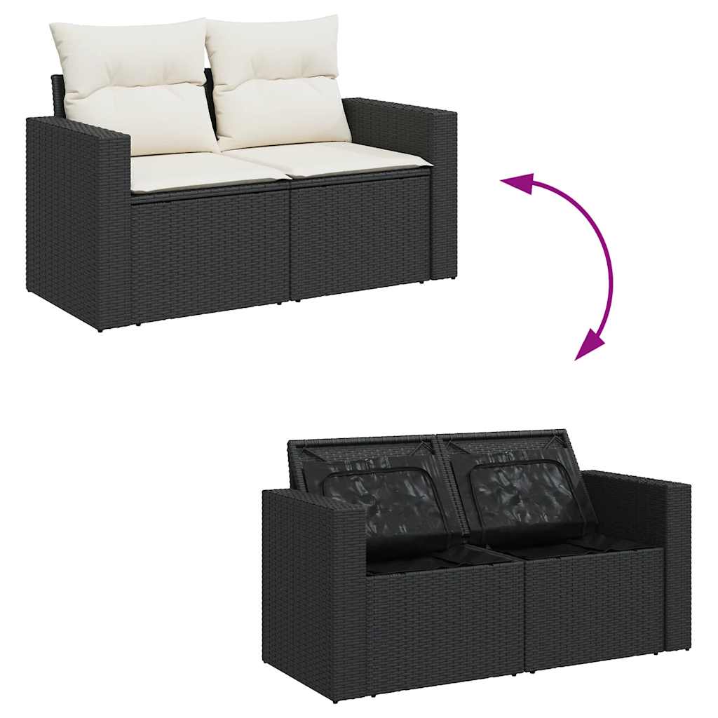 Set Divani da Giardino con Cuscini 7pz Nero Polyrattan 3256399