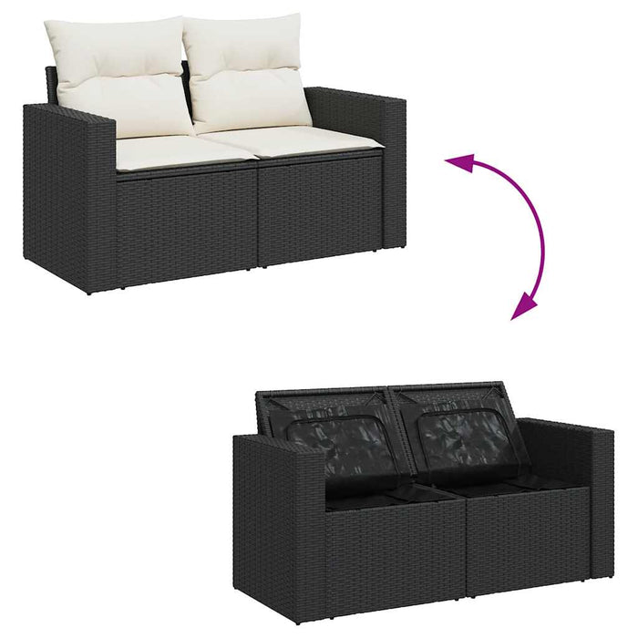 Set Divani da Giardino con Cuscini 7pz Nero Polyrattan 3256399