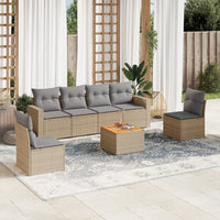 Set Divano da Giardino 7 pz con Cuscini Beige Misto Polyrattan 3256402
