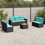 Set Divani da Giardino 8 pz con Cuscini Nero in Polyrattan 3256407