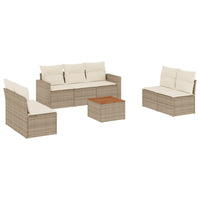 Set Divano da Giardino 8 pz con Cuscini Beige in Polyrattan