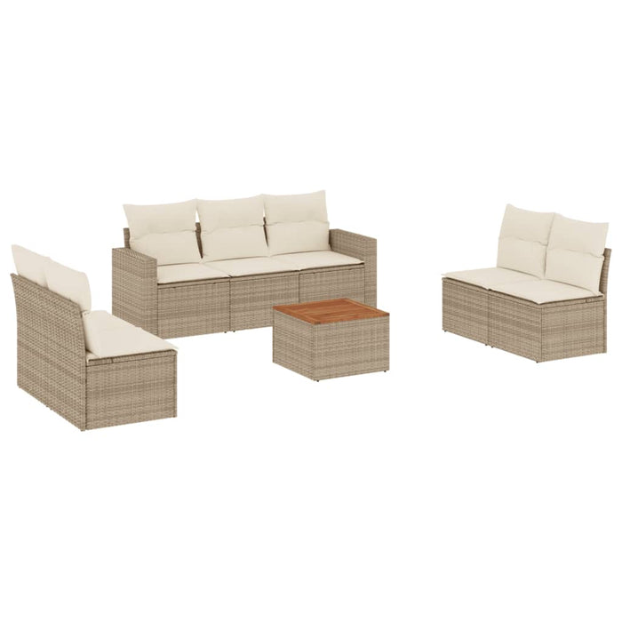 Set Divano da Giardino 8 pz con Cuscini Beige in Polyrattan
